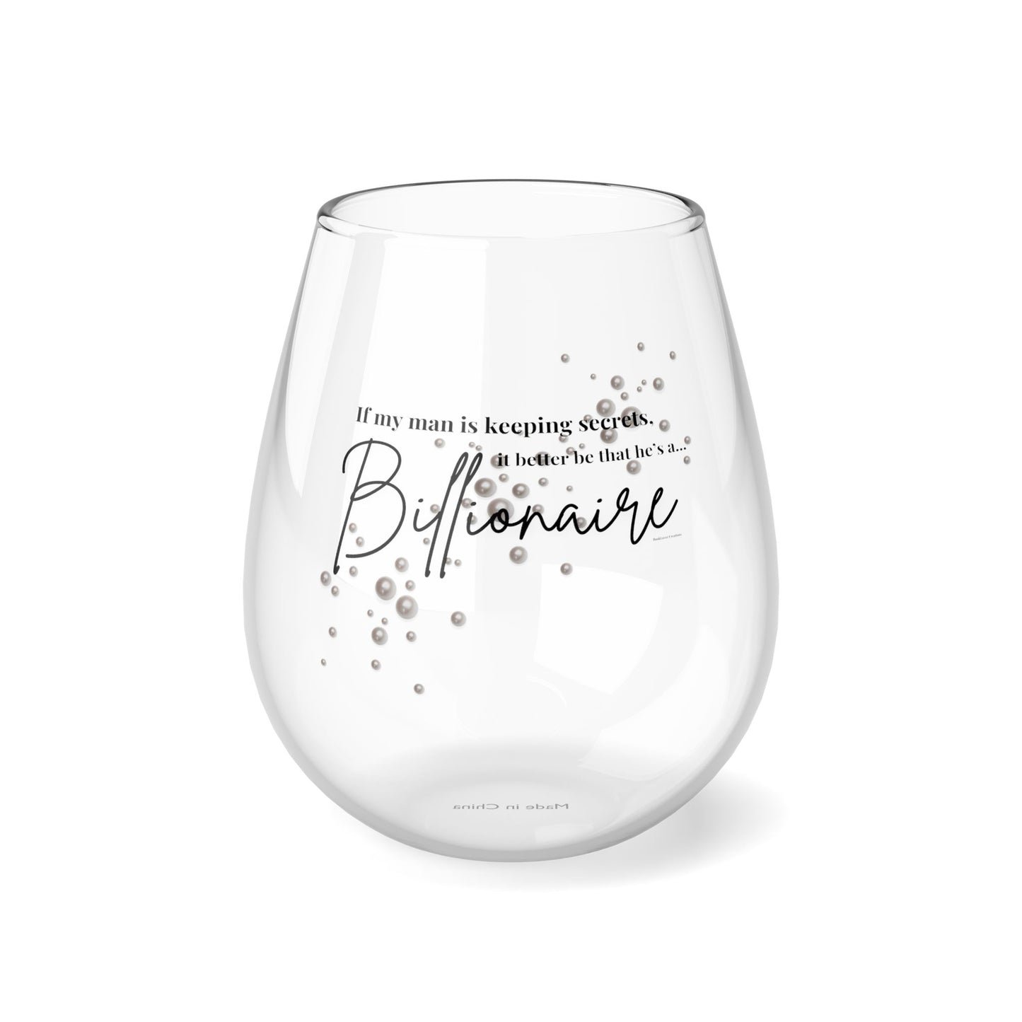 Secret Billionaire Stemless Wine Glass